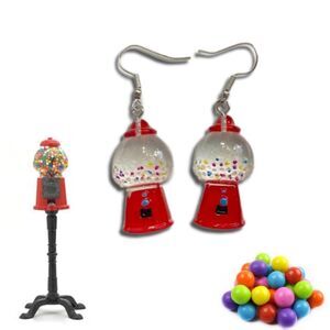 3D Red Vintage Gumball Machine earrings